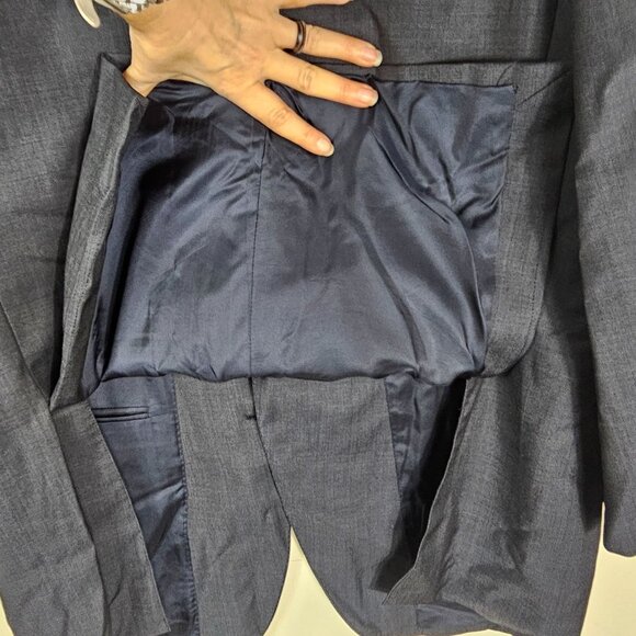 Ermenegildo Zegna Gray Wool Blazer Jacket US 46R Dual Vent Quiet Luxury Italian - Picture 4 of 12